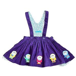 Little Bird By Jools Purple Corduroy Eskimo Suspender Skirt 12/18 months